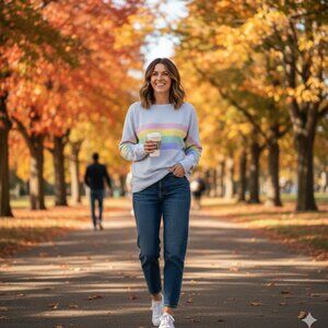Peace Love World Rainbow Over sized Sweater in XS